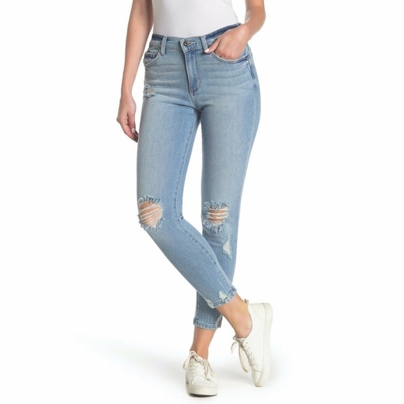 Sneak Peek Denim Mid Rise Ankle Distressed Skinny Jeans (sz 28) - Picture 1 of 15